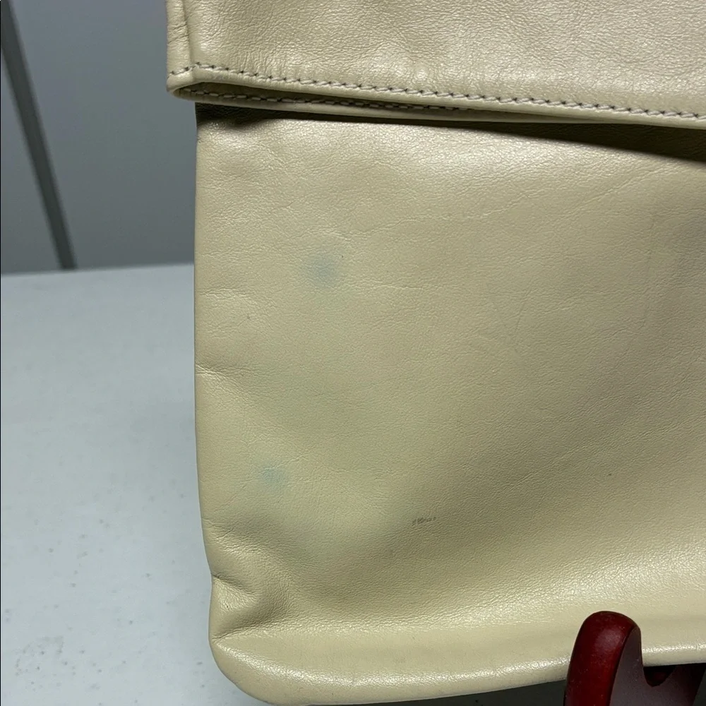 Cream Leather Clutch